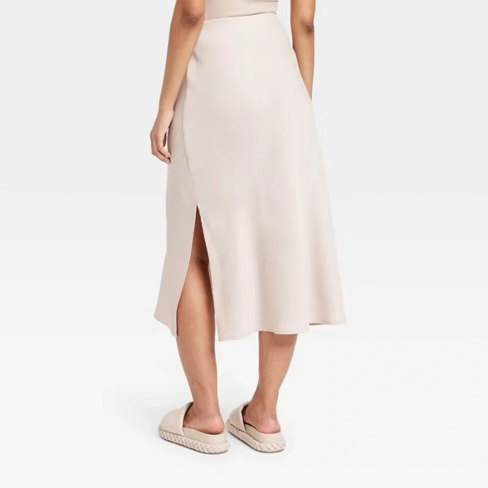 Women's A-Line Midi Slip Skirt - A New Day in Champagne NWOT - Picture 2 of 4